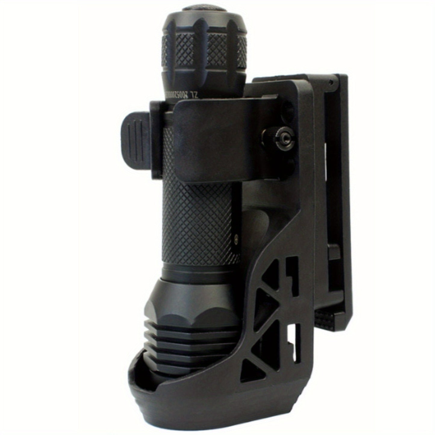 1"-1.55" Dia. Rotatable Flashlight Holster with Lever Side Lock System - Adjustable Belt Holder for Secure Carry - Durable Construction for Outdoor and Tactical Use