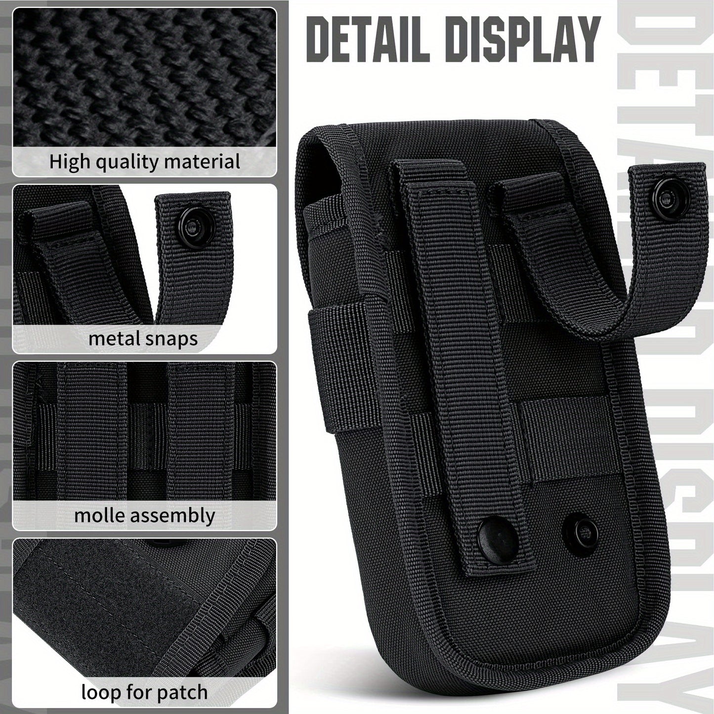 US Flag Patch Tactical Molle Cell Phone Holster Pouch - Smartphone Case for 4.7"-6.7" with Armor Case, D-Ring, and Gear Clip - Waist Bag Belt Gadget Bag