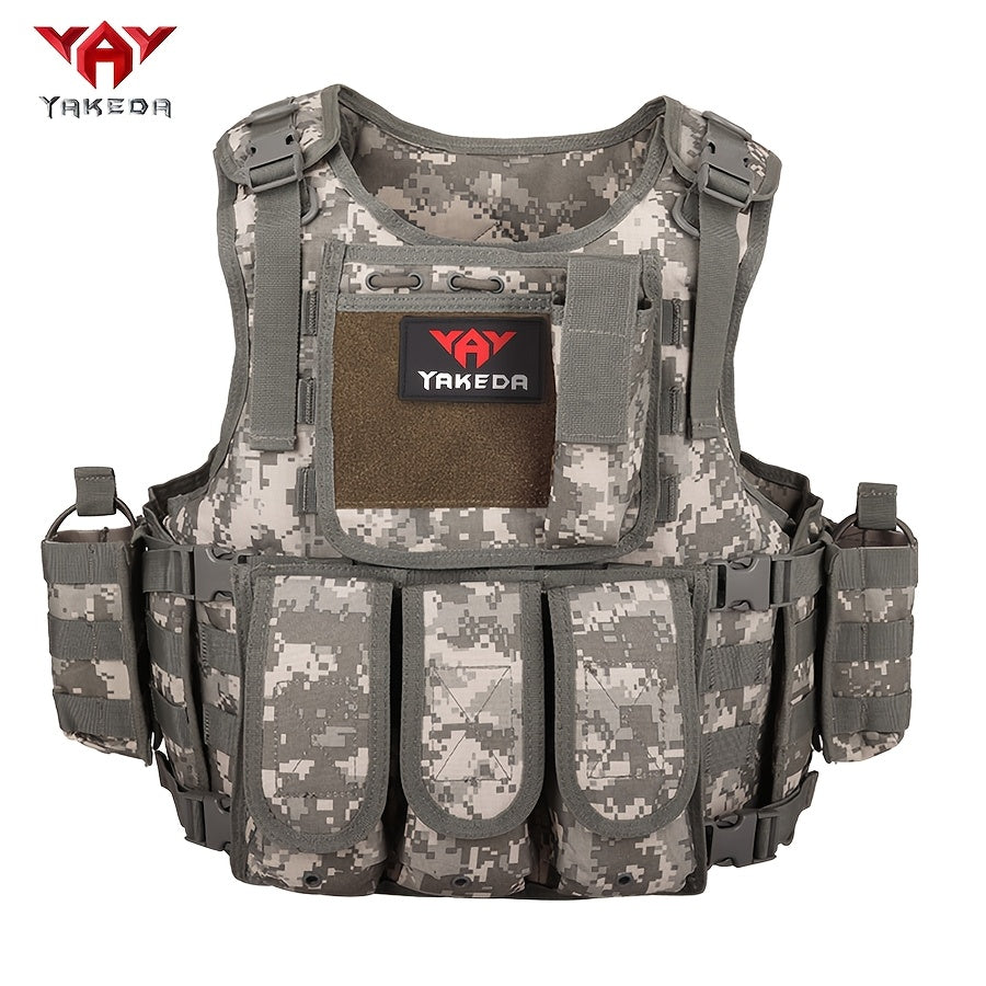 YAKEDA Tactical Vest with Multiple Pockets - 600D Waterproof, Tear-Resistant Polyester for Hunting, Training & Outdoor Sports, Adjustable Straps & Buckles, Black
