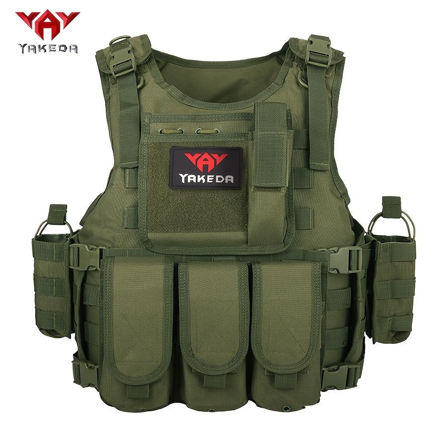 YAKEDA Tactical Vest with Multiple Pockets - 600D Waterproof, Tear-Resistant Polyester for Hunting, Training & Outdoor Sports, Adjustable Straps & Buckles, Black