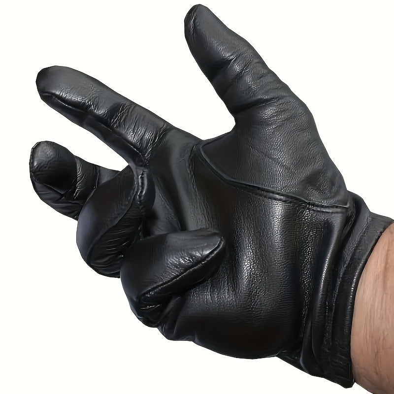 2-Pack PU Leather Touchscreen Driving Gloves for Men, Thin Warm Lined Riding Gloves for Fall and Winter