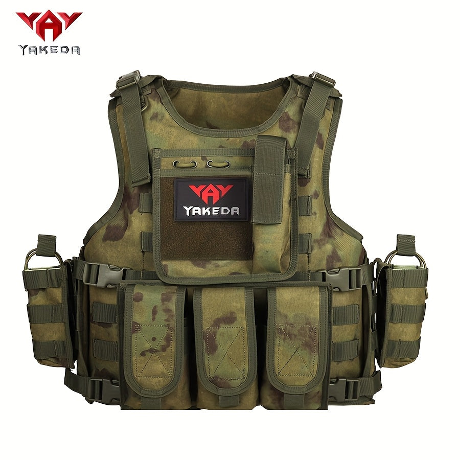 YAKEDA Tactical Vest with Multiple Pockets - 600D Waterproof, Tear-Resistant Polyester for Hunting, Training & Outdoor Sports, Adjustable Straps & Buckles, Black