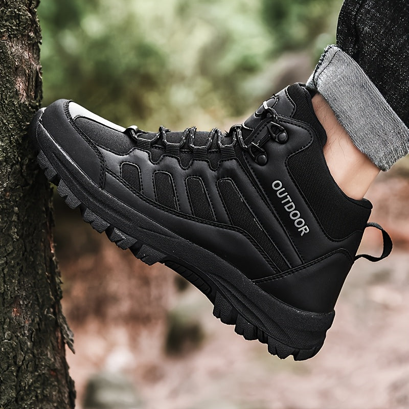 Men'S Large Size High-Top Outdoor Boots - Durable, Versatile Casual Boots with "OUTDOOR" Design, Lace-Up Closure, and Comfortable TPR Sole for Hiking and Casual Attire, Casual Hiking Footwear | Stylish Work Boots | Rugged Tre