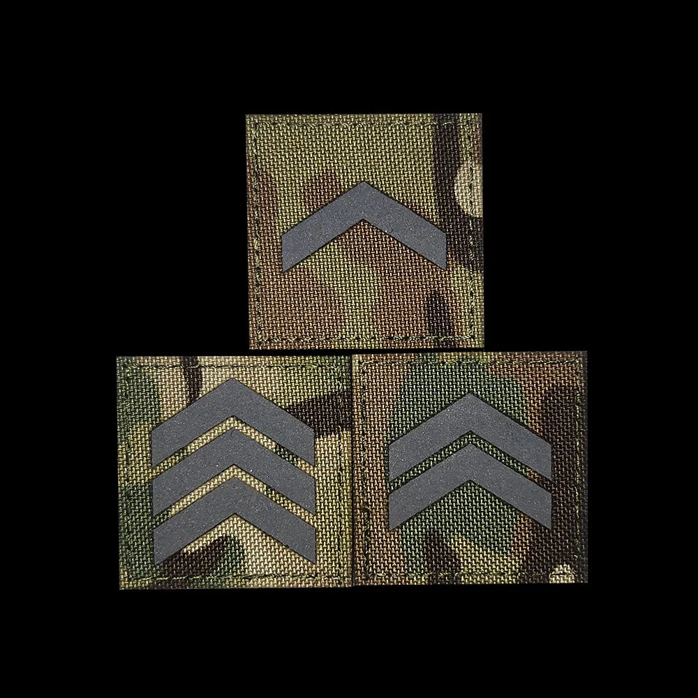 IR Infrared Reflective Tactical Morale Patches Level 1 2 Hook Loop Shoulder Applique Badge Uniform Armband Military Rank Emblem