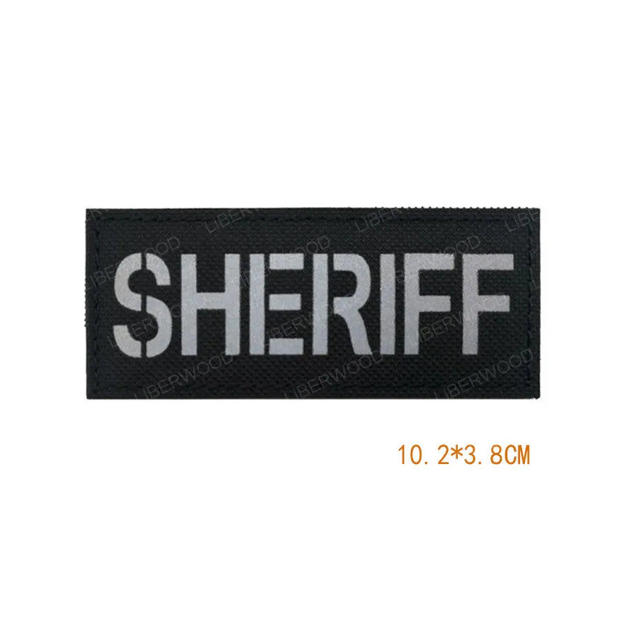 Armed Reflective IR Security Guard Embroidered Patch Sheriff Officer Agent Appliqué Uniform Vest Tactical Patches Large Badge