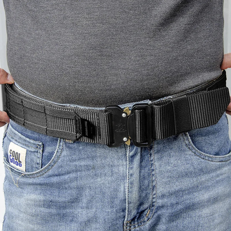 Men Belt 2 inches COBRA Metal Buckle Quick Release Laser Cut MOLLE Combat Mens Two in one Belts Inner Belt