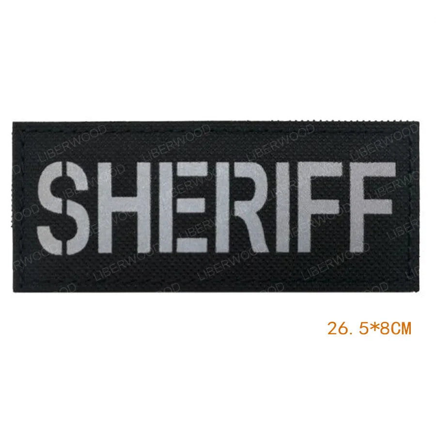 Armed Reflective IR Security Guard Embroidered Patch Sheriff Officer Agent Appliqué Uniform Vest Tactical Patches Large Badge
