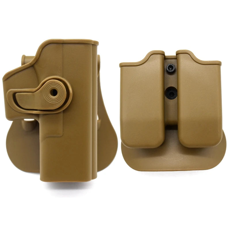 IMI Gun Holster Defense Retention Tactical Gun Holster for GL 17 gen 1- 4 9mm Double Magazine Pouch