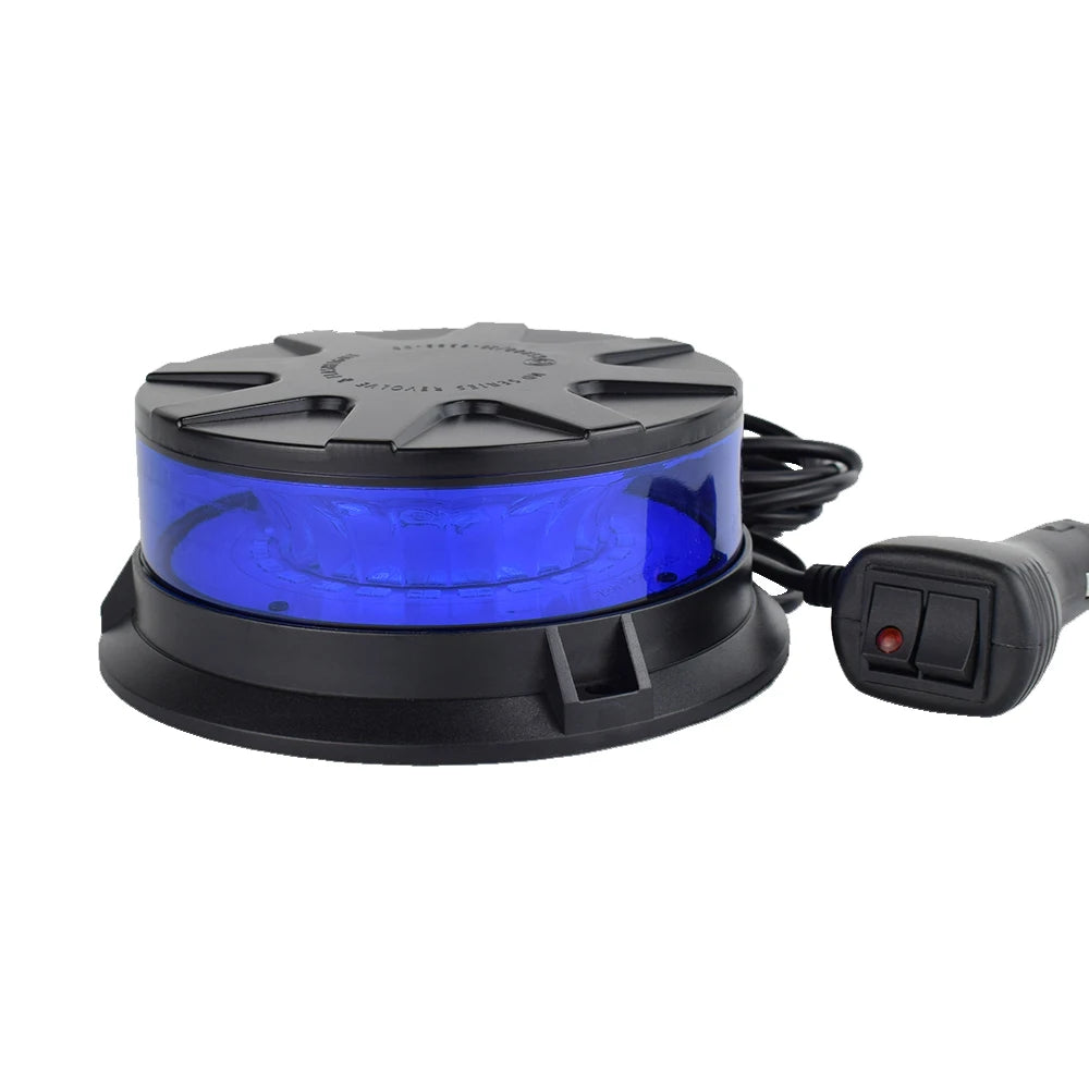 LED Lights Beacon Amber Blue Strobe Magnetic Emergency Warning Rooftop Flash Truck Bus Forklift Strong Silicone Suction Cup