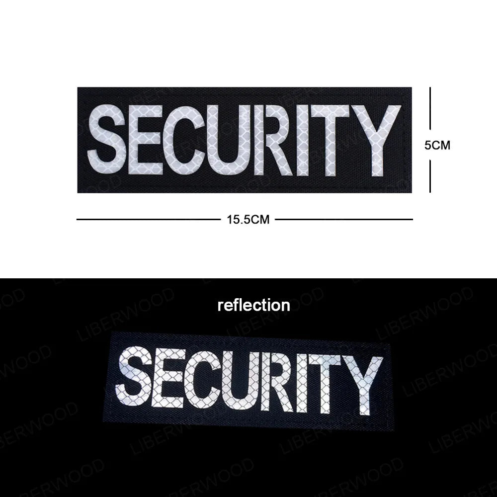 Armed Reflective IR Security Guard Embroidered Patch Sheriff Officer Agent Appliqué Uniform Vest Tactical Patches Large Badge
