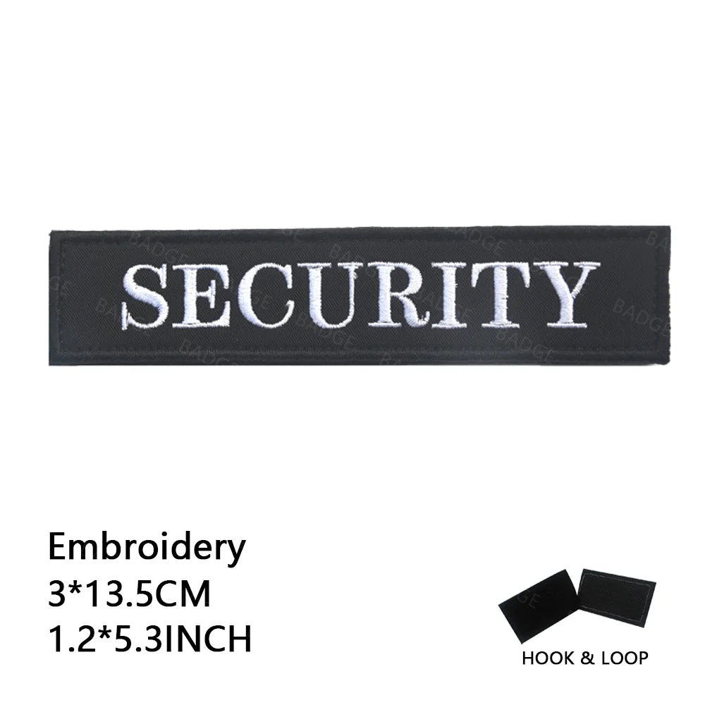 Armed Reflective IR Security Guard Embroidered Patch Sheriff Officer Agent Appliqué Uniform Vest Tactical Patches Large Badge