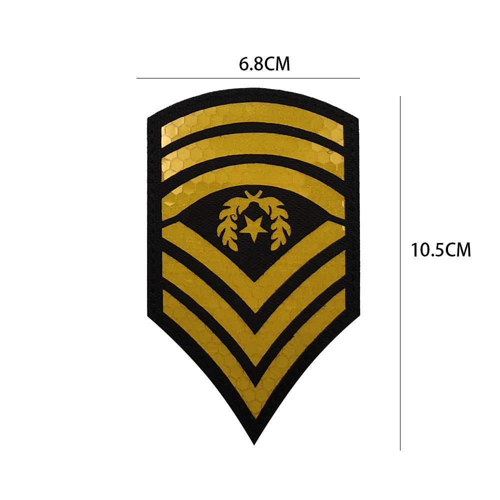 IR Infrared Reflective Tactical Morale Patches Level 1 2 Hook Loop Shoulder Applique Badge Uniform Armband Military Rank Emblem