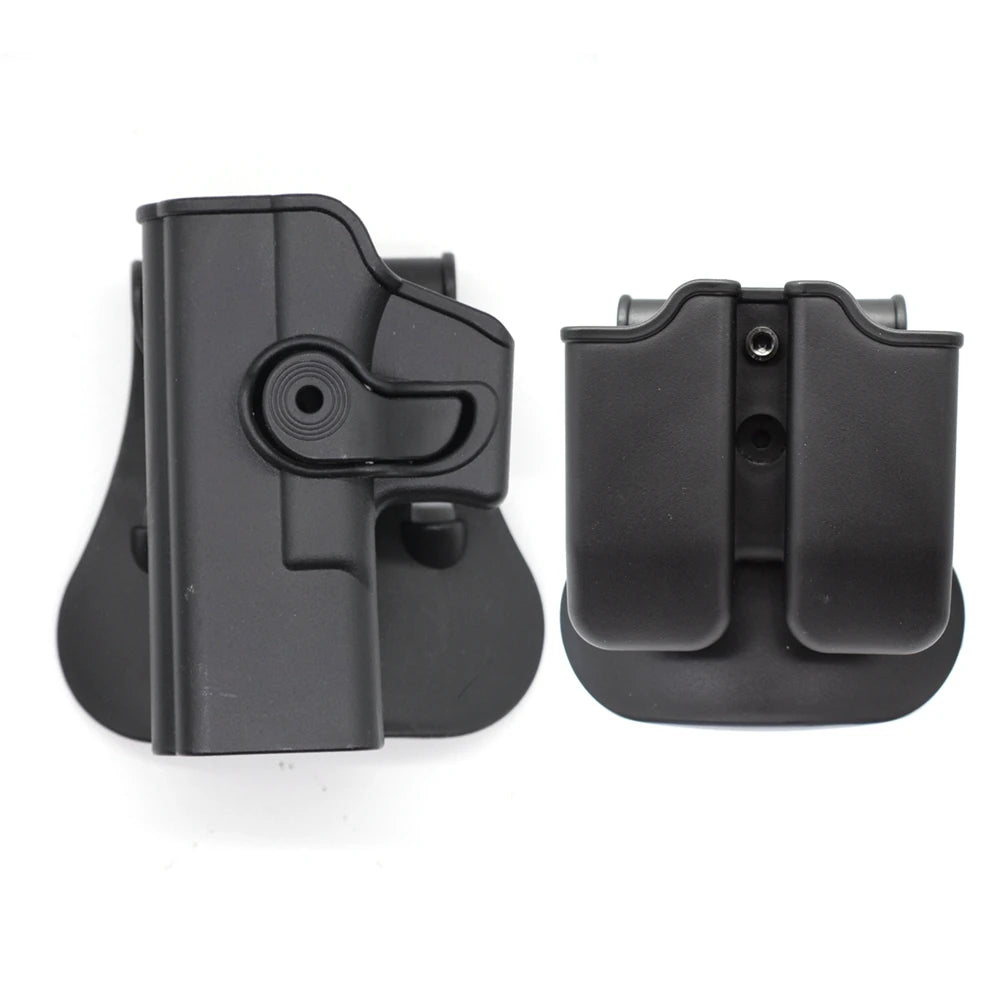 IMI Gun Holster Defense Retention Tactical Gun Holster for GL 17 gen 1- 4 9mm Double Magazine Pouch