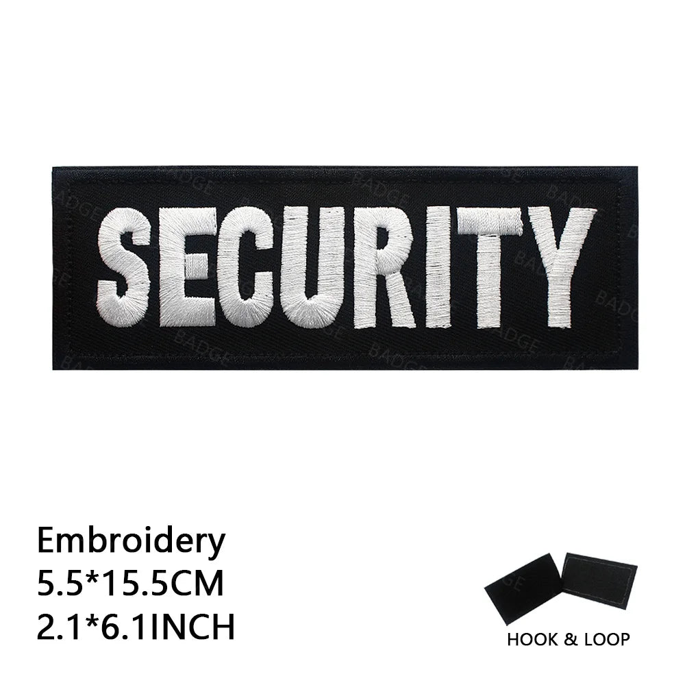 Armed Reflective IR Security Guard Embroidered Patch Sheriff Officer Agent Appliqué Uniform Vest Tactical Patches Large Badge