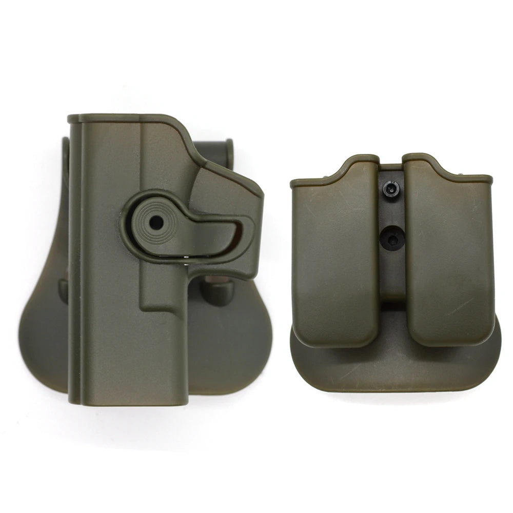 IMI Gun Holster Defense Retention Tactical Gun Holster for GL 17 gen 1- 4 9mm Double Magazine Pouch