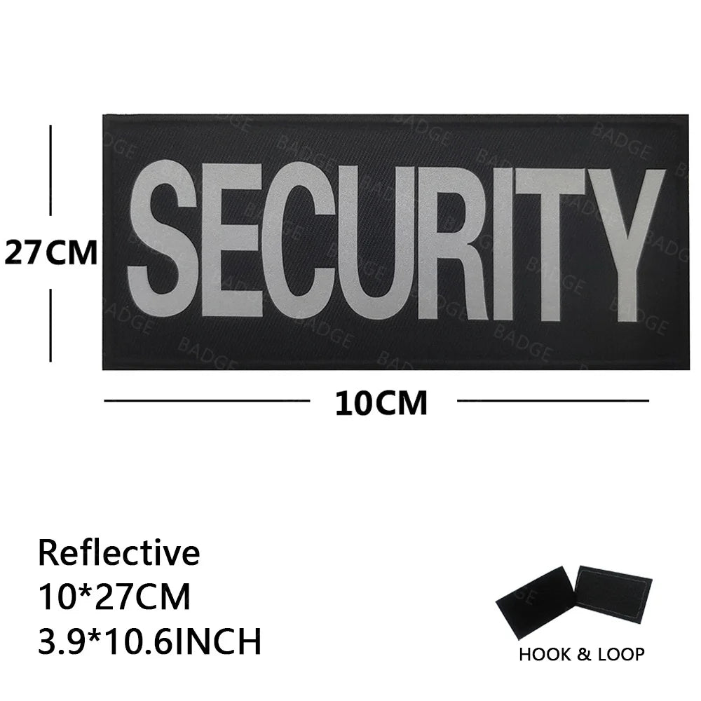 Armed Reflective IR Security Guard Embroidered Patch Sheriff Officer Agent Appliqué Uniform Vest Tactical Patches Large Badge