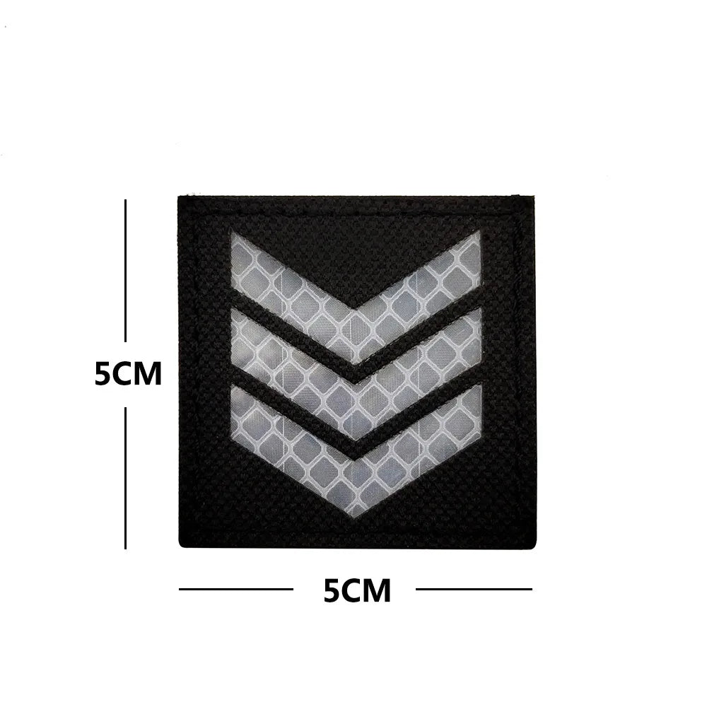 IR Infrared Reflective Tactical Morale Patches Level 1 2 Hook Loop Shoulder Applique Badge Uniform Armband Military Rank Emblem