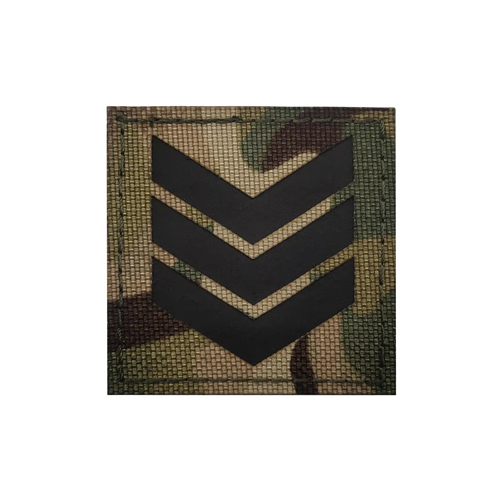 IR Infrared Reflective Tactical Morale Patches Level 1 2 Hook Loop Shoulder Applique Badge Uniform Armband Military Rank Emblem