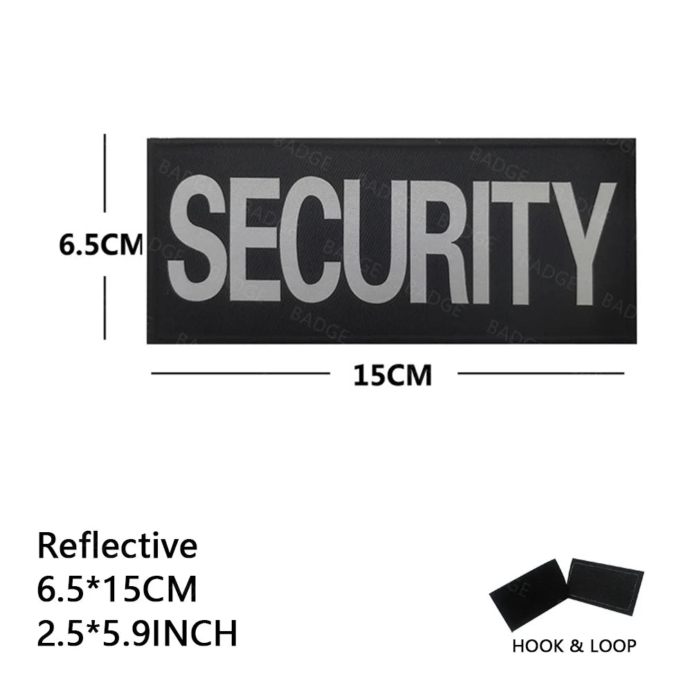 Armed Reflective IR Security Guard Embroidered Patch Sheriff Officer Agent Appliqué Uniform Vest Tactical Patches Large Badge