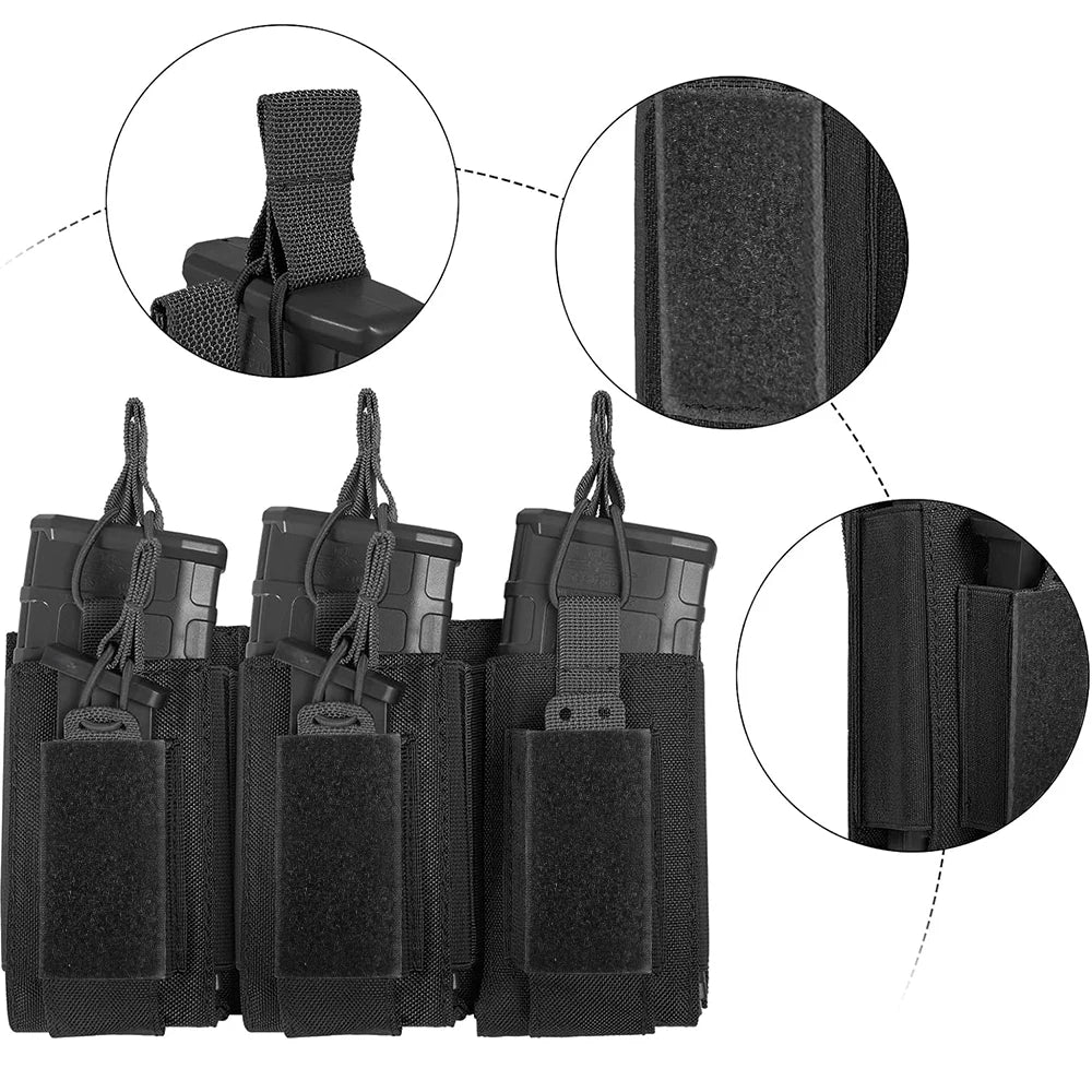 Triple Magazine Pouch Molle Mag Bag for 5.56mm M4 M16 AK AR Glock M1911 Hunting Rifle Magazine Bag Pistol Mag Carrier Pouch