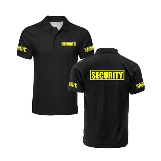 Security Classic Black White Polo Shirt, Breathable Quick Drying Guard Bodyguard Uniform Work Clothes Men's Polo Shirt Wholesale