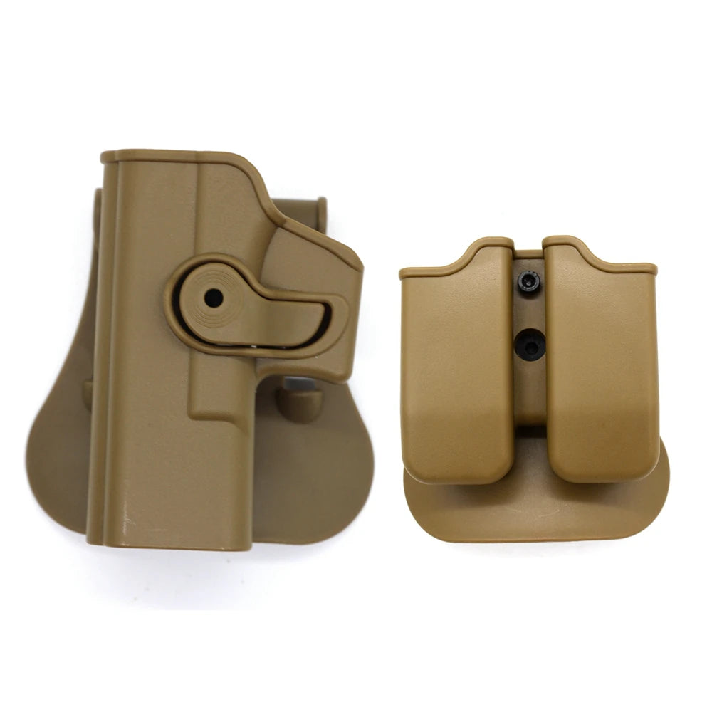 IMI Gun Holster Defense Retention Tactical Gun Holster for GL 17 gen 1- 4 9mm Double Magazine Pouch