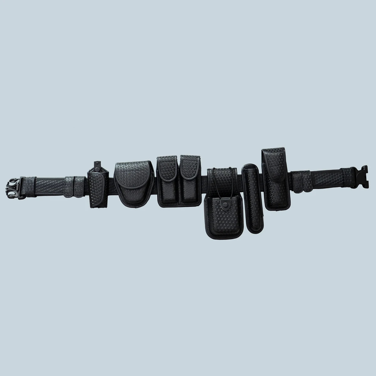 ROCOTACTICAL 8-in-1 Law Enforcement Duty Web Belt Rig with Handcuff Case, Mag Pouch, Basket weave Police Duty Belt Rig