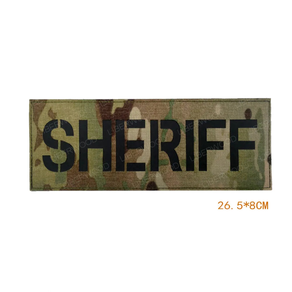 Armed Reflective IR Security Guard Embroidered Patch Sheriff Officer Agent Appliqué Uniform Vest Tactical Patches Large Badge