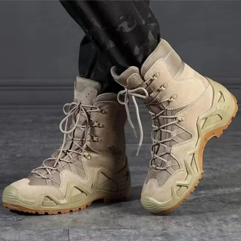 Mens Combat Tactical Boots WaterProof Outdoor Hiking Ankle Work Boots Climbing Botas Tacticas Militar Intervention Safety shoes