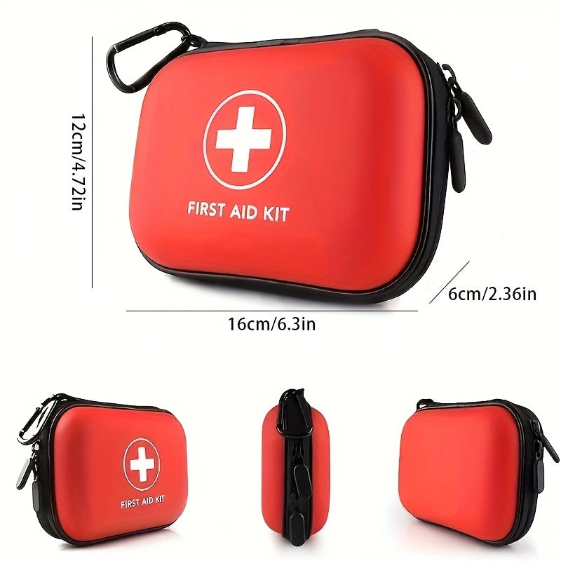 80pcs EVA First Aid Kit, Emergency Survival Aid Package, with Scissors, Tweezers, Bandages, Gloves, Whistle, for Travel, Outdoor Activities, Home, Office, Camping, Hiking, Vehicle Essentials - Red