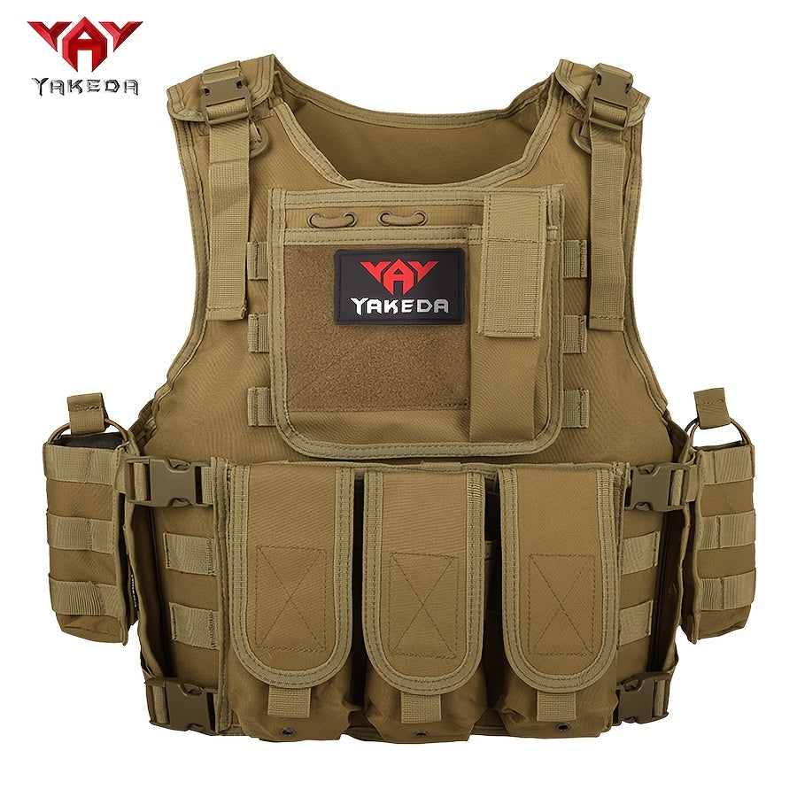 YAKEDA Tactical Vest with Multiple Pockets - 600D Waterproof, Tear-Resistant Polyester for Hunting, Training & Outdoor Sports, Adjustable Straps & Buckles, Black