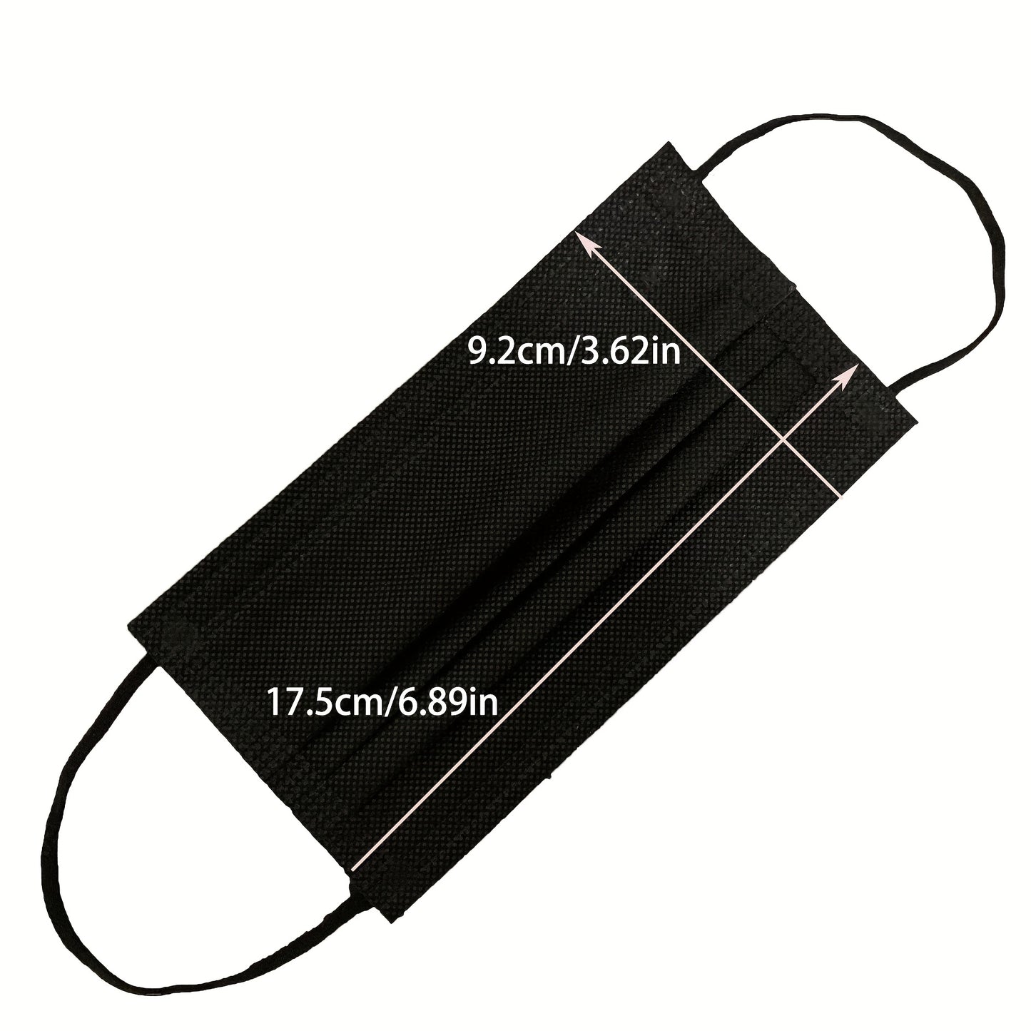 100pcs Durable 3-Layer Face Masks for Adults - Black, Plastic/Polypropylene, Security & Labor Protection