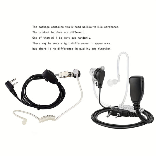 5pcs 2 Pin Acoustic Tube Walkie Talkies Earpiece With Mic Compatible With Baofeng UV-5R 888S Two Way Radio