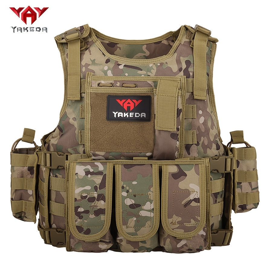 YAKEDA Tactical Vest with Multiple Pockets - 600D Waterproof, Tear-Resistant Polyester for Hunting, Training & Outdoor Sports, Adjustable Straps & Buckles, Black