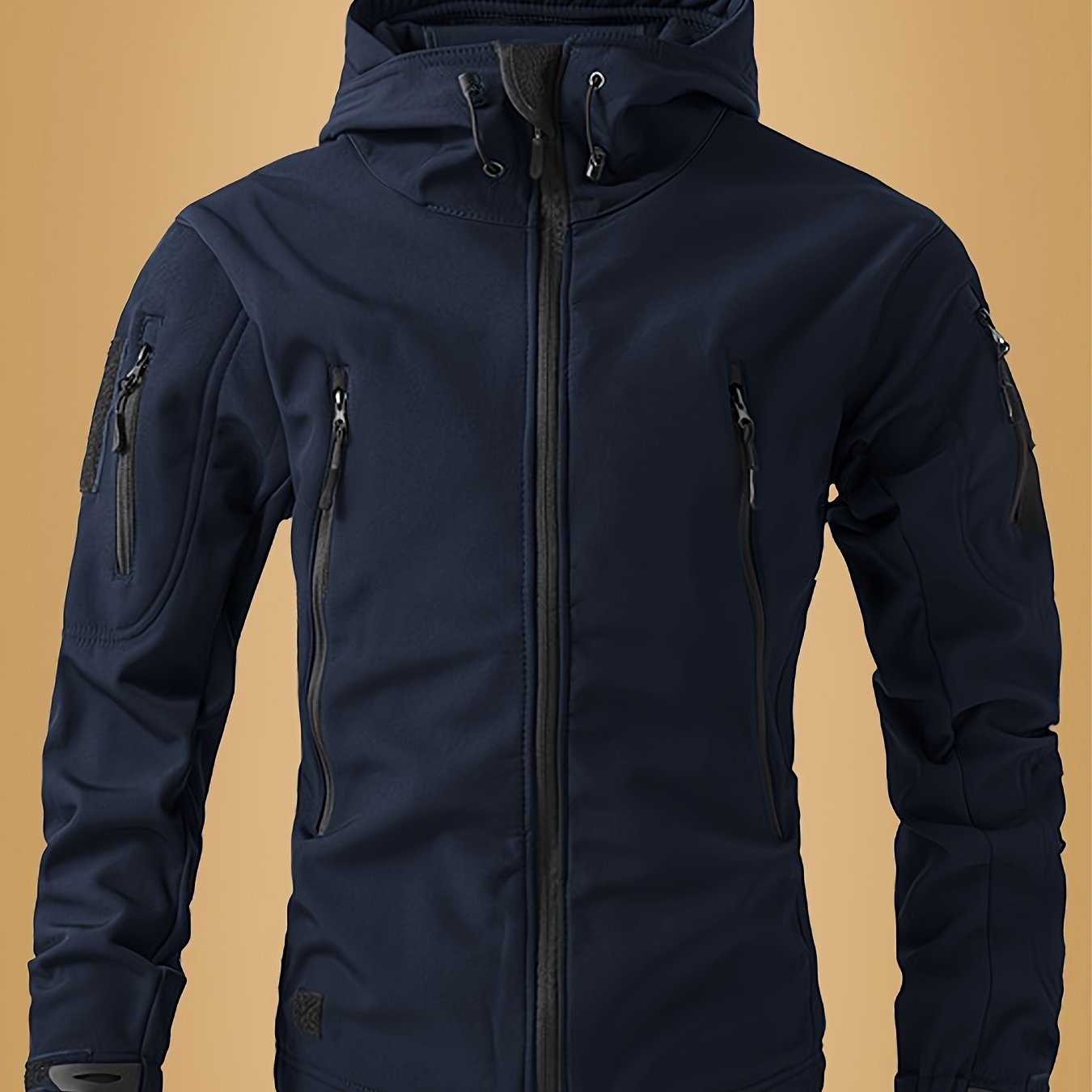 Men'S Tactical Windbreaker Jacket - Black, Full-Zip, Softshell, Windproof for Hiking & Outdoor Sports, Training & Adventure Ready, Durable Polyester Lining, Zipper Closure, Tactical Outdoor Gear|Sporty Windbreaker|Durable Zip