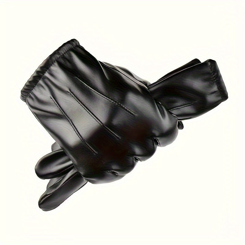 2-Pack PU Leather Touchscreen Driving Gloves for Men, Thin Warm Lined Riding Gloves for Fall and Winter