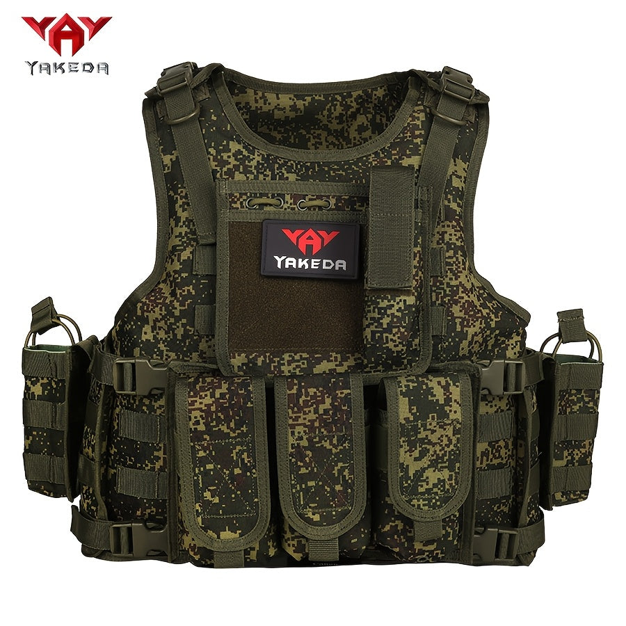 YAKEDA Tactical Vest with Multiple Pockets - 600D Waterproof, Tear-Resistant Polyester for Hunting, Training & Outdoor Sports, Adjustable Straps & Buckles, Black