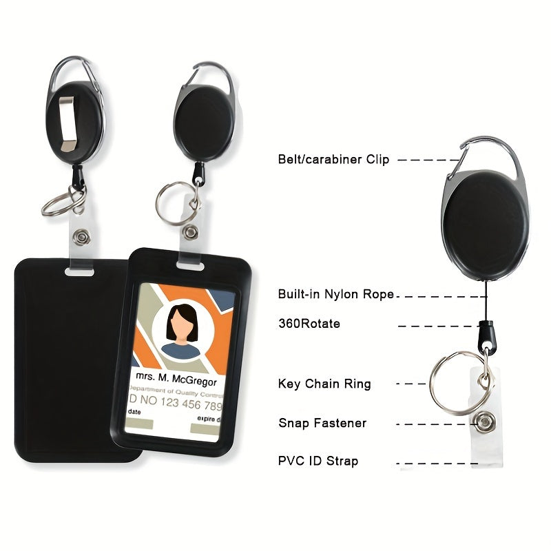 1pc Retractable ID Badge Holder (Card Holder + Retractable Clip), Heavy Duty Badge Reel, Removable Key Fob, Cruise Card Holder For Nurses, Military Officers, Teachers, Security Officers, Women, Men