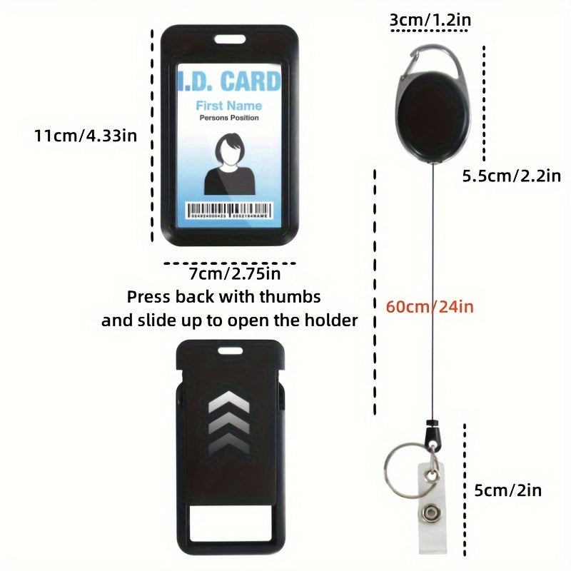 1pc Retractable ID Badge Holder (Card Holder + Retractable Clip), Heavy Duty Badge Reel, Removable Key Fob, Cruise Card Holder For Nurses, Military Officers, Teachers, Security Officers, Women, Men