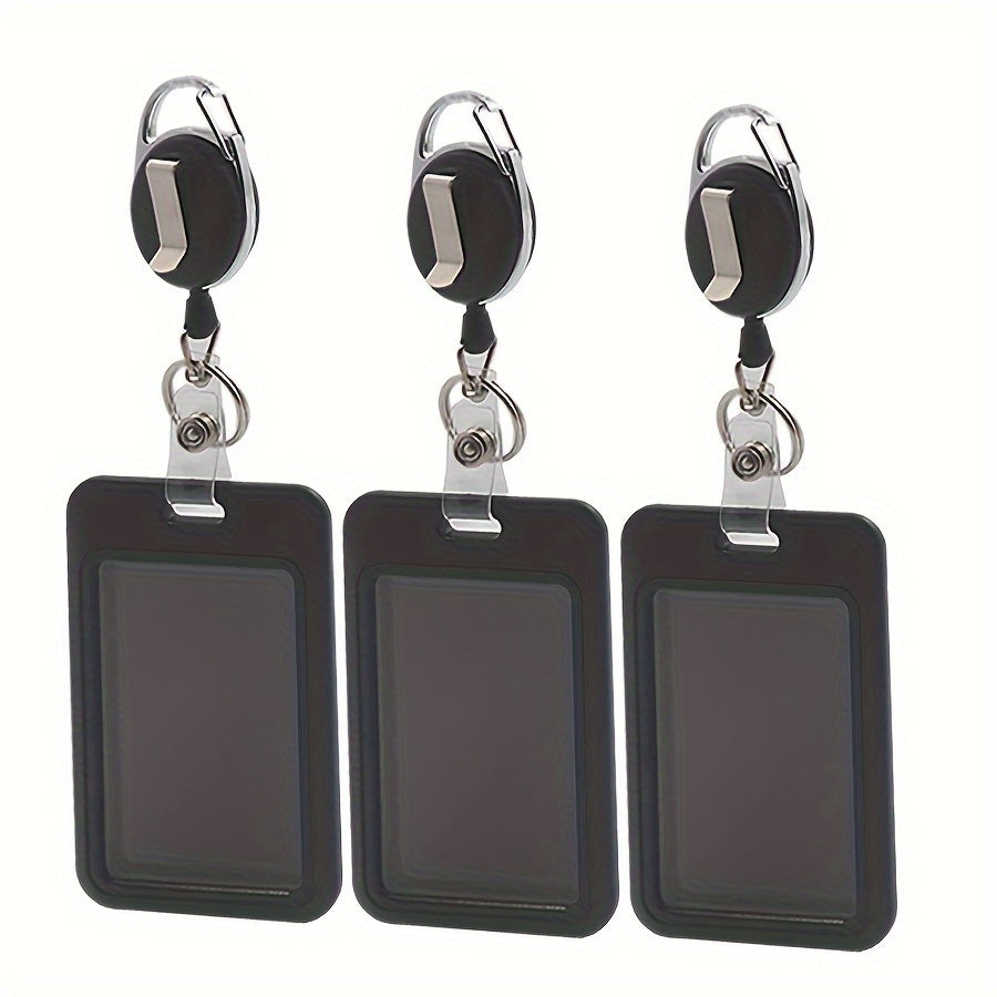 Durable Plastic Retractable Badge Reel with Slide Cover - Ideal for ID, Pass & Credit Cards | Office Essentials | Secure Clip-On Design, ID Badge Holder