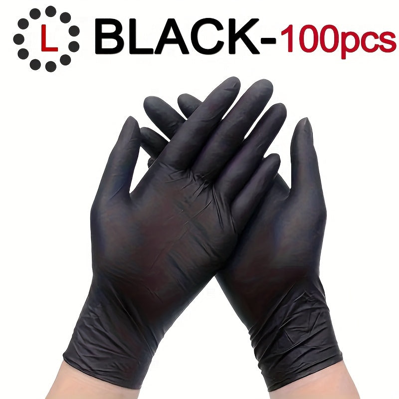 20/50/100pcs/bag, Disposable Nitrile Gloves, Tattoo, Beauty Salon, Restaurant, Pet Care, Household Cleaning Gloves, Waterproof, Dustproof, Stain Resistant Disposable Gloves - Black