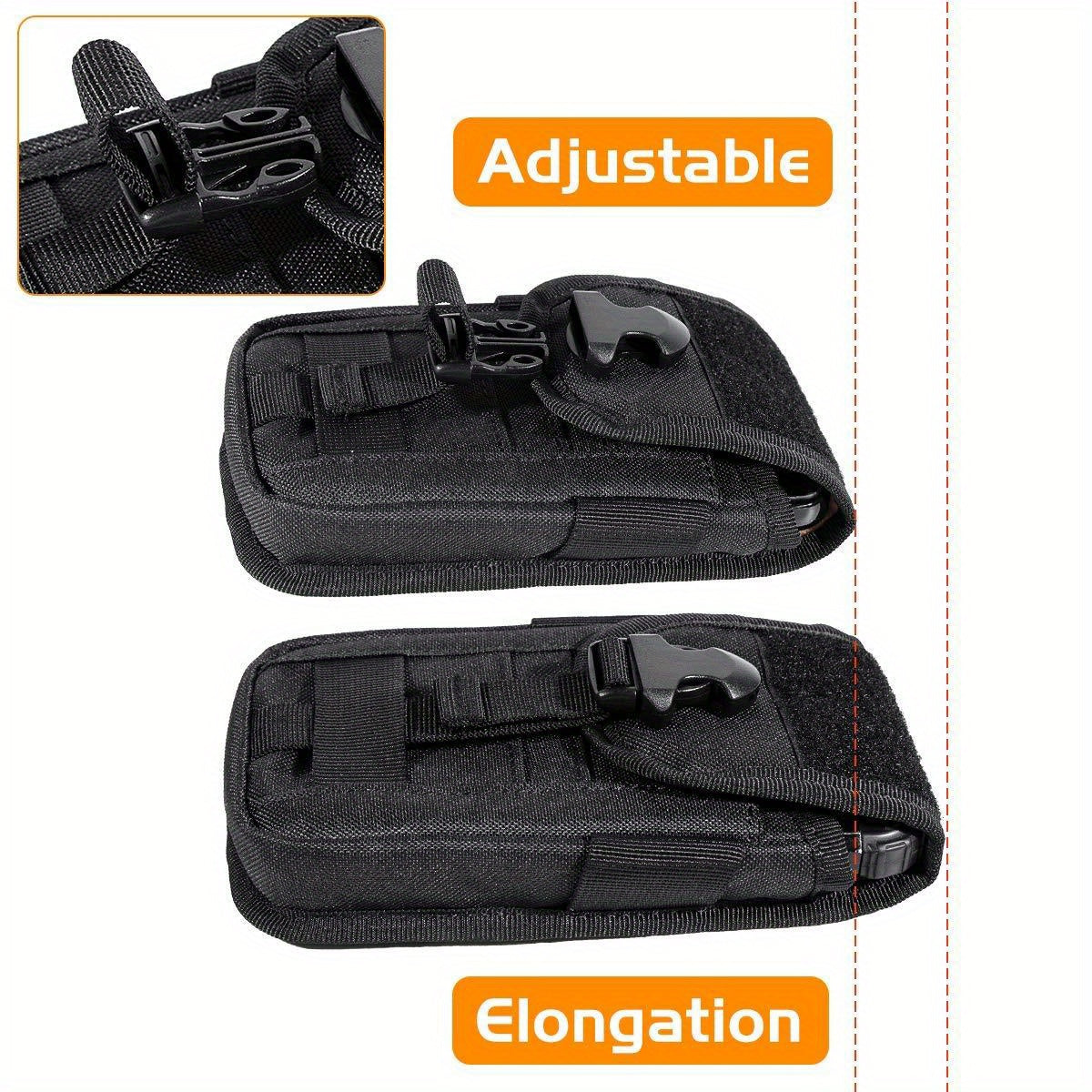 US Flag Patch Tactical Molle Cell Phone Holster Pouch - Smartphone Case for 4.7"-6.7" with Armor Case, D-Ring, and Gear Clip - Waist Bag Belt Gadget Bag