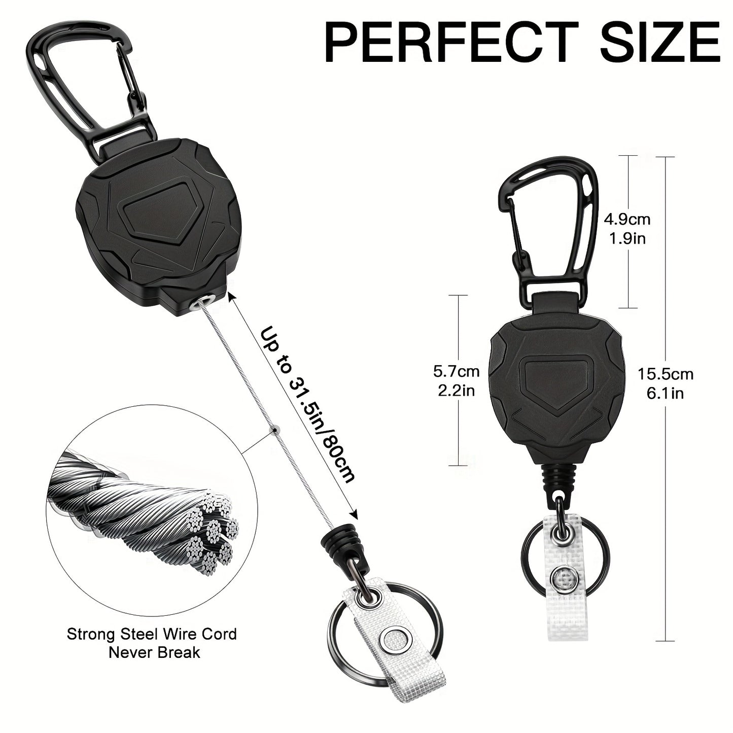 Heavy Duty Retractable Badge Reels with ID Badge Holder - Tactical Vertical ID Card Holder, Carabiner Keychain, Durable ABS Resin Construction