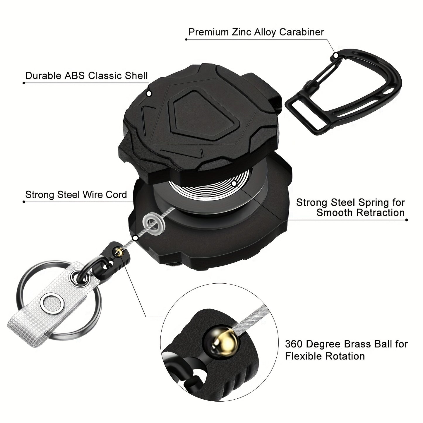 Heavy Duty Retractable Badge Reels with ID Badge Holder - Tactical Vertical ID Card Holder, Carabiner Keychain, Durable ABS Resin Construction