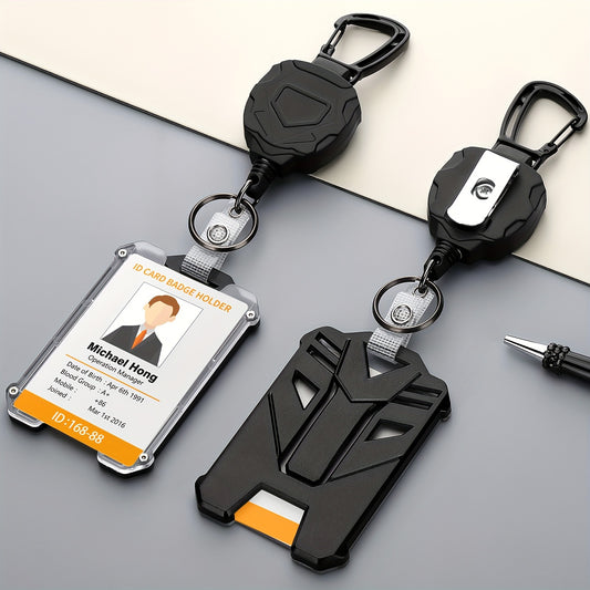 Heavy Duty Retractable Badge Reels with ID Badge Holder - Tactical Vertical ID Card Holder, Carabiner Keychain, Durable ABS Resin Construction
