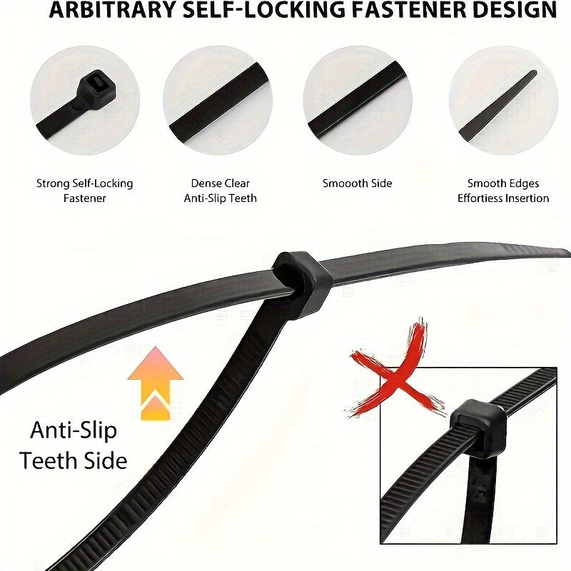 [100/200pcs Heavy-Duty Cable Ties] 100/200pcs Heavy-Duty Cable Ties, Self-Locking, High Tensile Strength, Durable Nylon Zip Ties for Construction & Home Organization