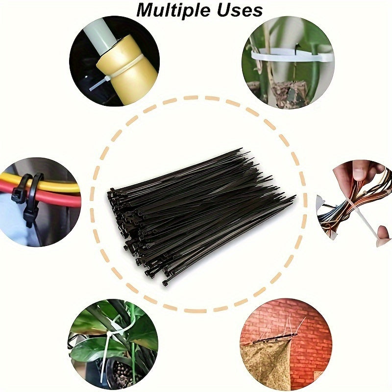 [100/200pcs Heavy-Duty Cable Ties] 100/200pcs Heavy-Duty Cable Ties, Self-Locking, High Tensile Strength, Durable Nylon Zip Ties for Construction & Home Organization