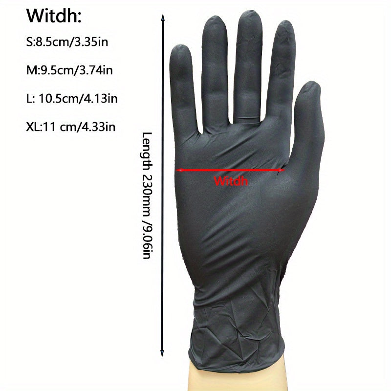 20/50/100pcs/bag, Disposable Nitrile Gloves, Tattoo, Beauty Salon, Restaurant, Pet Care, Household Cleaning Gloves, Waterproof, Dustproof, Stain Resistant Disposable Gloves - Black