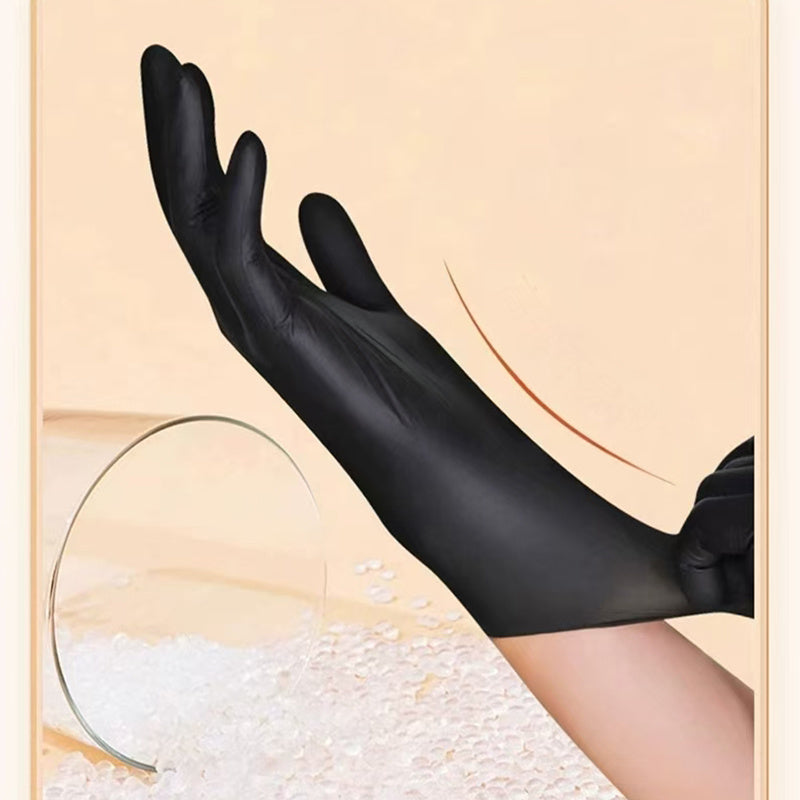 20/50/100pcs/bag, Disposable Nitrile Gloves, Tattoo, Beauty Salon, Restaurant, Pet Care, Household Cleaning Gloves, Waterproof, Dustproof, Stain Resistant Disposable Gloves - Black