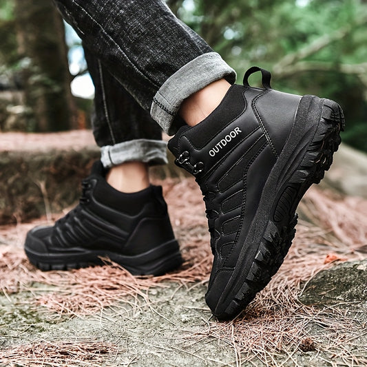 Men'S Large Size High-Top Outdoor Boots - Durable, Versatile Casual Boots with "OUTDOOR" Design, Lace-Up Closure, and Comfortable TPR Sole for Hiking and Casual Attire, Casual Hiking Footwear | Stylish Work Boots | Rugged Tre